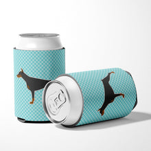 Load image into Gallery viewer, Doberman Pinscher Checkerboard Blue Can or Bottle Hugger BB3760CC
