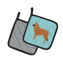 Load image into Gallery viewer, Belgian Shepherd Checkerboard Blue Pot Holders - Set of 2 - Heat-Resistant Kitchen Essentials BB3761PTHD