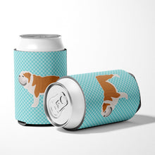 Load image into Gallery viewer, English Bulldog Checkerboard Blue Can or Bottle Hugger BB3762CC