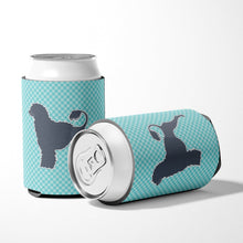 Load image into Gallery viewer, Portuguese Water Dog Checkerboard Blue Can or Bottle Hugger BB3768CC