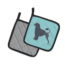 Load image into Gallery viewer, Portuguese Water Dog Checkerboard Blue Pot Holders - Set of 2 - Heat-Resistant Kitchen Essentials BB3768PTHD