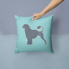 Load image into Gallery viewer, Portuguese Water Dog Checkerboard Blue Throw Pillow - 14x14 Decorative Pillow – Art for Your Home &amp; Patio BB3768PW1414