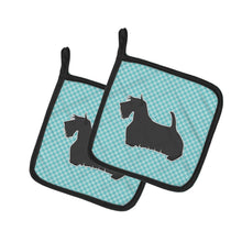 Load image into Gallery viewer, Scottish Terrier Checkerboard Blue Pot Holders - Set of 2 - Heat-Resistant Kitchen Essentials BB3769PTHD