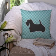 Load image into Gallery viewer, Scottish Terrier Checkerboard Blue Throw Pillow - 14x14 Decorative Pillow – Art for Your Home &amp; Patio BB3769PW1414