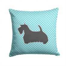 Load image into Gallery viewer, Scottish Terrier Checkerboard Blue Throw Pillow - 14x14 Decorative Pillow – Art for Your Home &amp; Patio BB3769PW1414