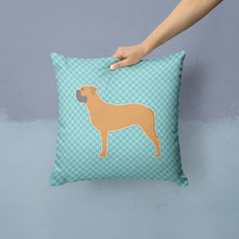 Load image into Gallery viewer, Bullmastiff Checkerboard Blue Throw Pillow - 14x14 Decorative Pillow – Art for Your Home &amp; Patio BB3771PW1414