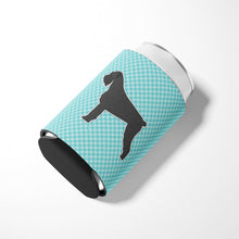 Load image into Gallery viewer, Giant Schnauzer Checkerboard Blue Can or Bottle Hugger BB3773CC