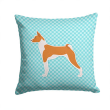 Load image into Gallery viewer, Basenji Checkerboard Blue Throw Pillow - 14x14 Decorative Pillow – Art for Your Home &amp; Patio BB3774PW1414