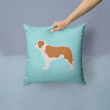 Load image into Gallery viewer, Saint Bernard Checkerboard Blue Throw Pillow - 14x14 Decorative Pillow – Art for Your Home &amp; Patio BB3776PW1414