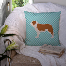 Load image into Gallery viewer, Saint Bernard Checkerboard Blue Throw Pillow - 14x14 Decorative Pillow – Art for Your Home &amp; Patio BB3776PW1414