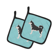 Load image into Gallery viewer, Siberian Husky Checkerboard Blue Pot Holders - Set of 2 - Heat-Resistant Kitchen Essentials BB3780PTHD