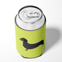 Load image into Gallery viewer, Dachshund Checkerboard Green Can or Bottle Hugger BB3782CC