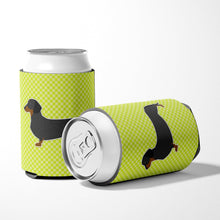 Load image into Gallery viewer, Dachshund Checkerboard Green Can or Bottle Hugger BB3782CC