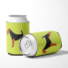 Load image into Gallery viewer, Welsh Terrier Checkerboard Green Can or Bottle Hugger BB3785CC