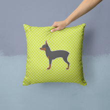 Load image into Gallery viewer, Toy Fox Terrier Checkerboard Green Throw Pillow - 14x14 Decorative Pillow – Art for Your Home &amp; Patio BB3787PW1414