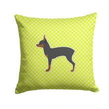 Load image into Gallery viewer, Toy Fox Terrier Checkerboard Green Throw Pillow - 14x14 Decorative Pillow – Art for Your Home &amp; Patio BB3787PW1414
