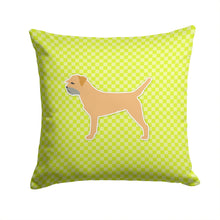 Load image into Gallery viewer, Border Terrier Checkerboard Green Throw Pillow - 14x14 Decorative Pillow – Art for Your Home &amp; Patio BB3789PW1414