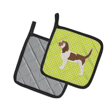 Load image into Gallery viewer, Grand Basset Griffon Vendeen Checkerboard Green Pot Holders - Set of 2 - Heat-Resistant Kitchen Essentials BB3790PTHD