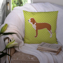 Load image into Gallery viewer, Spanish Hound Checkerboard Green Throw Pillow - 14x14 Decorative Pillow – Art for Your Home &amp; Patio BB3791PW1414