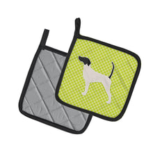 Load image into Gallery viewer, English Pointer Checkerboard Green Pot Holders - Set of 2 - Heat-Resistant Kitchen Essentials BB3795PTHD