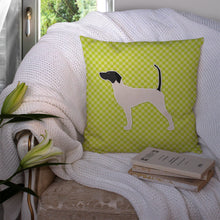 Load image into Gallery viewer, English Pointer Checkerboard Green Throw Pillow - 14x14 Decorative Pillow – Art for Your Home &amp; Patio BB3795PW1414