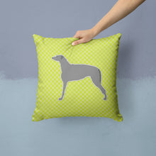 Load image into Gallery viewer, Scottish Deerhound Checkerboard Green Throw Pillow - 14x14 Decorative Pillow – Art for Your Home &amp; Patio BB3796PW1414