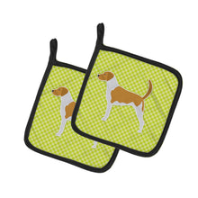 Load image into Gallery viewer, American Foxhound Checkerboard Green Pot Holders - Set of 2 - Heat-Resistant Kitchen Essentials BB3798PTHD
