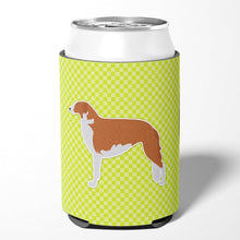 Load image into Gallery viewer, Borzoi Russian Greyhound Checkerboard Green Can or Bottle Hugger BB3799CC