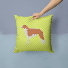 Load image into Gallery viewer, Borzoi Russian Greyhound Checkerboard Green Throw Pillow - 14x14 Decorative Pillow – Art for Your Home &amp; Patio BB3799PW1414