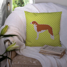 Load image into Gallery viewer, Borzoi Russian Greyhound Checkerboard Green Throw Pillow - 14x14 Decorative Pillow – Art for Your Home &amp; Patio BB3799PW1414