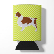 Load image into Gallery viewer, Welsh Springer Spaniel Checkerboard Green Can or Bottle Hugger BB3800CC