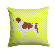 Load image into Gallery viewer, Welsh Springer Spaniel Checkerboard Green Throw Pillow - 14x14 Decorative Pillow – Art for Your Home &amp; Patio BB3800PW1414