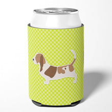 Load image into Gallery viewer, Basset Hound Checkerboard Green Can or Bottle Hugger BB3802CC