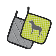 Load image into Gallery viewer, Irish Wolfhound Checkerboard Green Pot Holders - Set of 2 - Heat-Resistant Kitchen Essentials BB3803PTHD