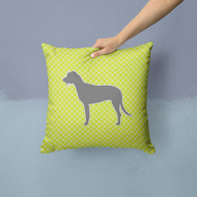Load image into Gallery viewer, Irish Wolfhound Checkerboard Green Throw Pillow - 14x14 Decorative Pillow – Art for Your Home &amp; Patio BB3803PW1414