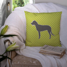 Load image into Gallery viewer, Irish Wolfhound Checkerboard Green Throw Pillow - 14x14 Decorative Pillow – Art for Your Home &amp; Patio BB3803PW1414