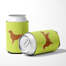 Load image into Gallery viewer, Golden Retriever Checkerboard Green Can or Bottle Hugger BB3804CC