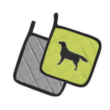 Load image into Gallery viewer, Black Labrador Retriever Checkerboard Green Pot Holders - Set of 2 - Heat-Resistant Kitchen Essentials BB3808PTHD