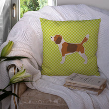 Load image into Gallery viewer, Beagle Checkerboard Green Throw Pillow - 14x14 Decorative Pillow – Art for Your Home &amp; Patio BB3810PW1414