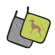 Load image into Gallery viewer, Italian Greyhound Checkerboard Green Pot Holders - Set of 2 - Heat-Resistant Kitchen Essentials BB3814PTHD