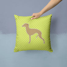 Load image into Gallery viewer, Italian Greyhound Checkerboard Green Throw Pillow - 14x14 Decorative Pillow – Art for Your Home &amp; Patio BB3814PW1414