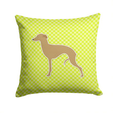 Load image into Gallery viewer, Italian Greyhound Checkerboard Green Throw Pillow - 14x14 Decorative Pillow – Art for Your Home &amp; Patio BB3814PW1414