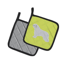 Load image into Gallery viewer, Spanish Water Dog Checkerboard Green Pot Holders - Set of 2 - Heat-Resistant Kitchen Essentials BB3815PTHD