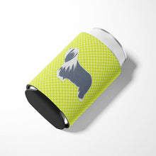 Load image into Gallery viewer, Bearded Collie Checkerboard Green Can or Bottle Hugger BB3817CC