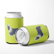 Load image into Gallery viewer, Bearded Collie Checkerboard Green Can or Bottle Hugger BB3817CC