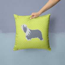 Load image into Gallery viewer, Bearded Collie Checkerboard Green Throw Pillow - 14x14 Decorative Pillow – Art for Your Home &amp; Patio BB3817PW1414