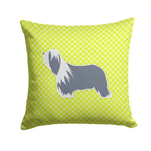 Load image into Gallery viewer, Bearded Collie Checkerboard Green Throw Pillow - 14x14 Decorative Pillow – Art for Your Home &amp; Patio BB3817PW1414