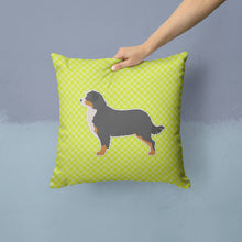 Load image into Gallery viewer, Bernese Mountain Dog Checkerboard Green Throw Pillow - 14x14 Decorative Pillow – Art for Your Home &amp; Patio BB3819PW1414