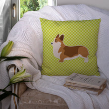 Load image into Gallery viewer, Corgi Checkerboard Green Throw Pillow - 14x14 Decorative Pillow – Art for Your Home &amp; Patio BB3820PW1414