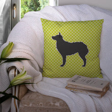 Load image into Gallery viewer, Croatian Sheepdog Checkerboard Green Throw Pillow - 14x14 Decorative Pillow – Art for Your Home &amp; Patio BB3821PW1414